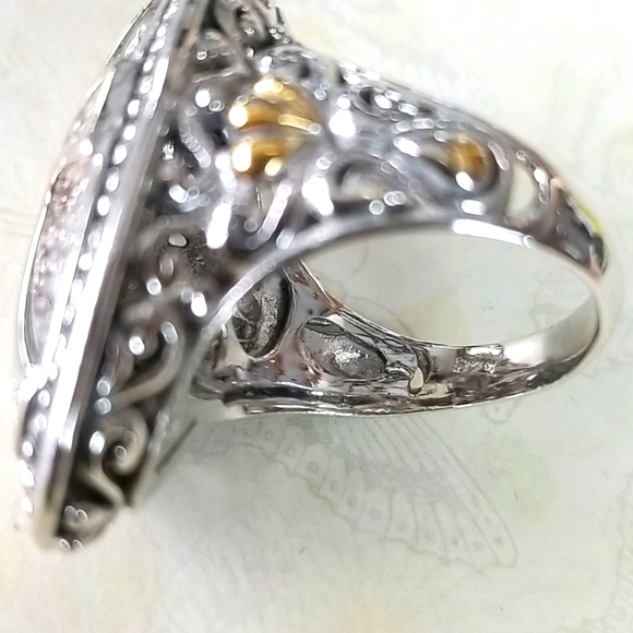 NWT Sterling Silver 925 14k Gold Filled Cubic Zirconia Cross Ring SZ 7.5 - Picture 9 of 15